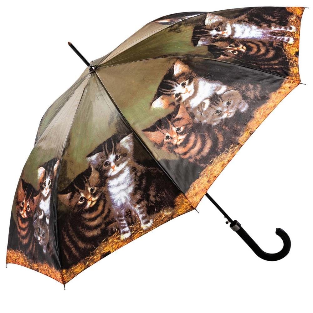 Stockregenschirm Regenschirm Motiv FOUR KITTENS Automatik