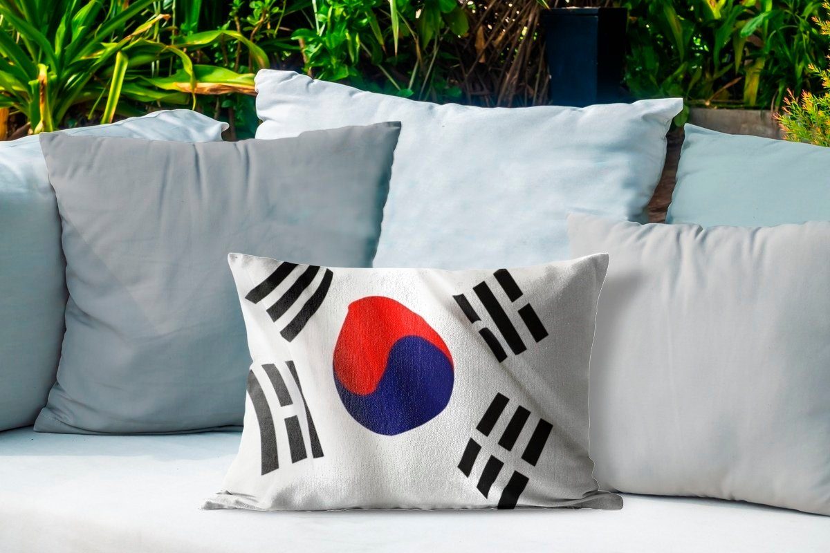 MuchoWow Dekokissen Flagge Outdoor-Dekorationskissen, Nahaufnahme Kissenhülle Südkorea, von Dekokissenbezug, Polyester, der