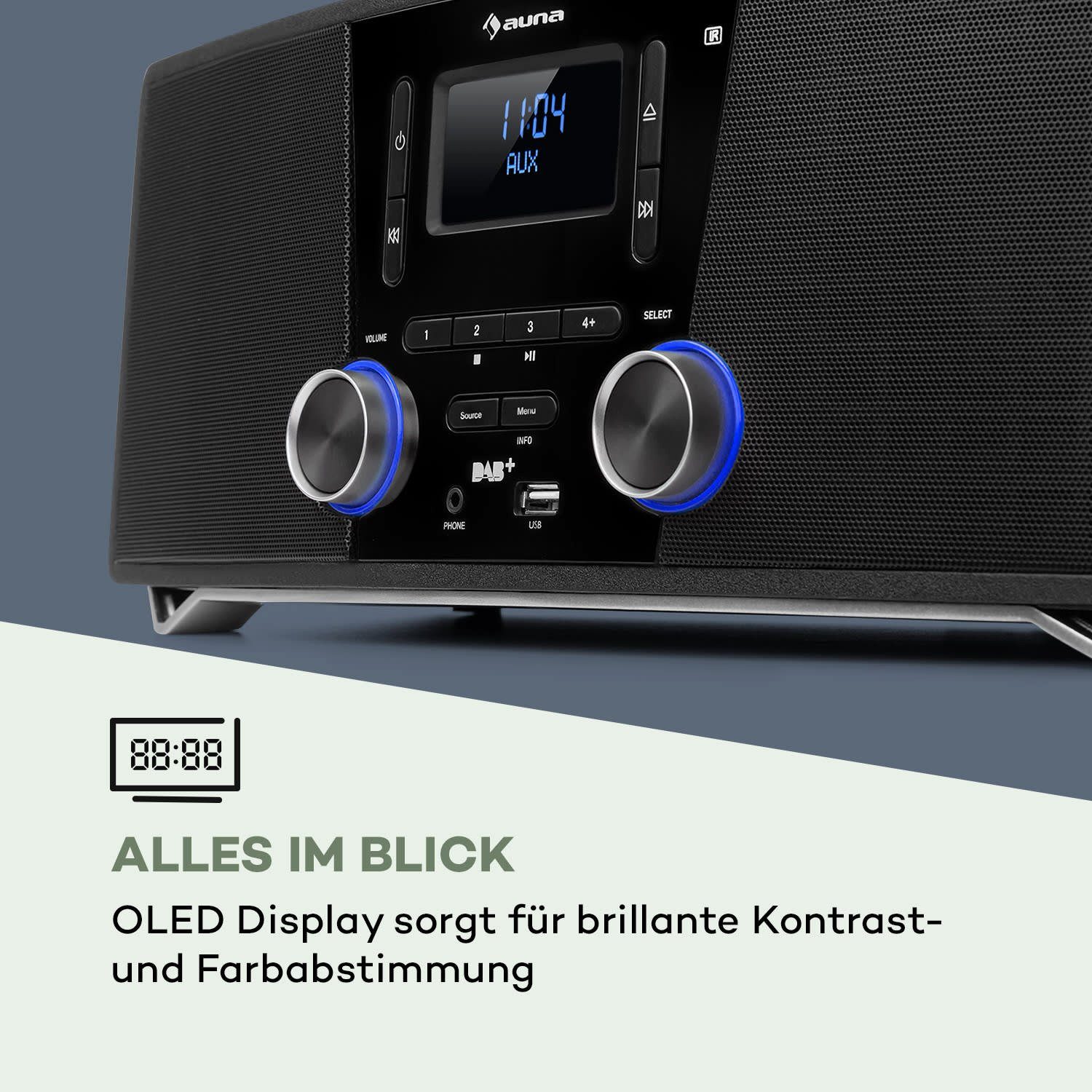 Auna Stockton Stereoanlage (DAB+, UKW-Radio, 20 W)