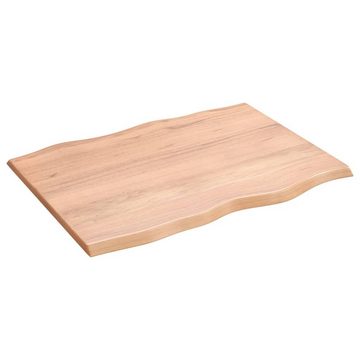 furnicato Tischplatte 80x60x2 cm Massivholz Eiche Behandelt Baumkante (1 St)
