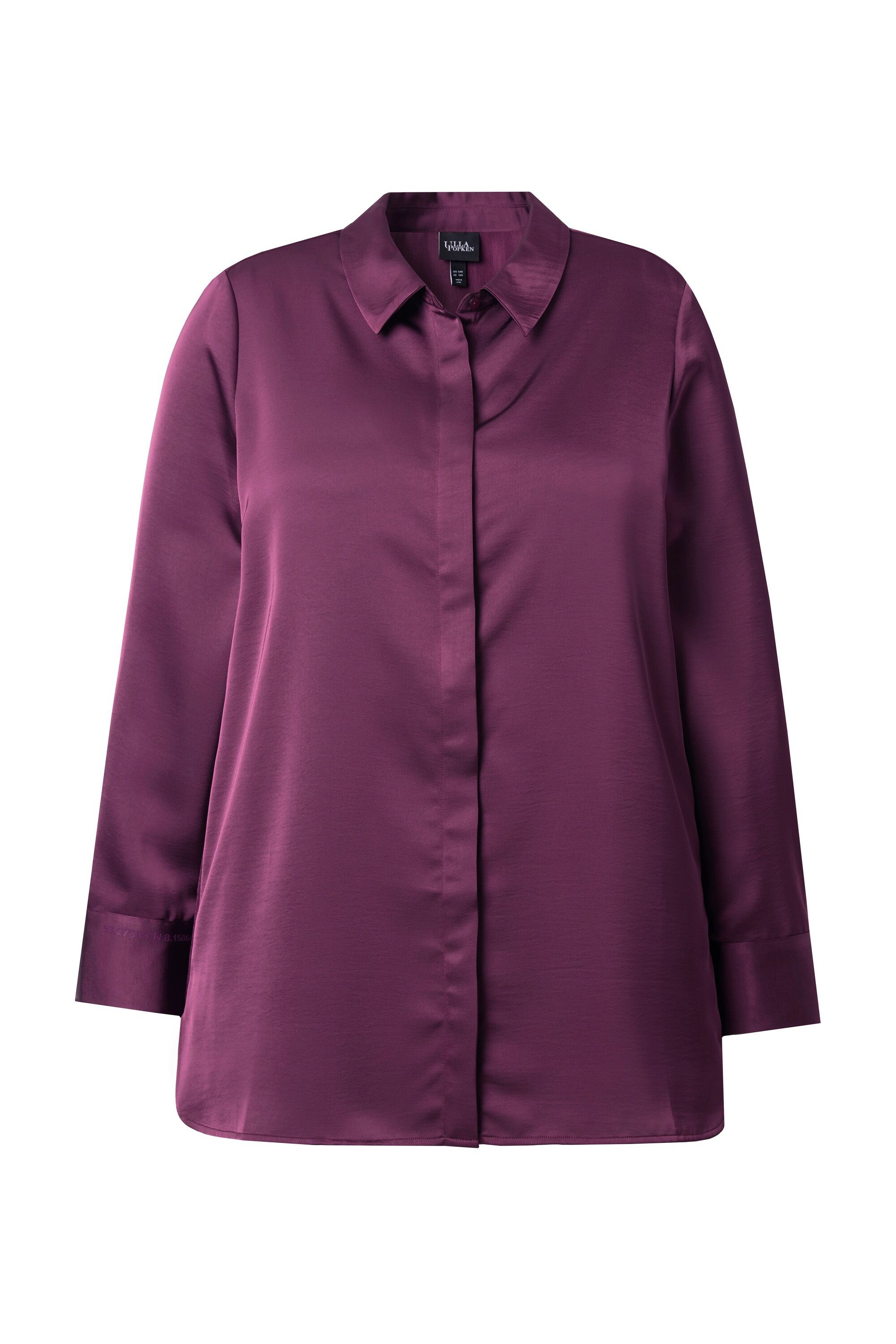 Ulla Popken Hemdbluse Satin-Hemdbluse hinten länger günstig online kaufen