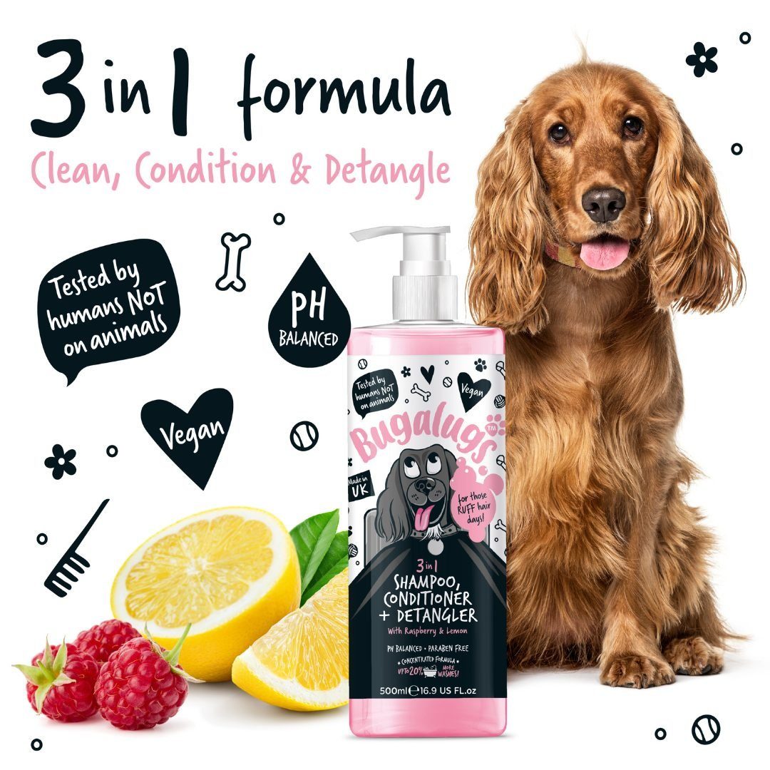 Tiershampoo Bugalugs Hundeshampoo 3in1 Conditioner Entwirrer