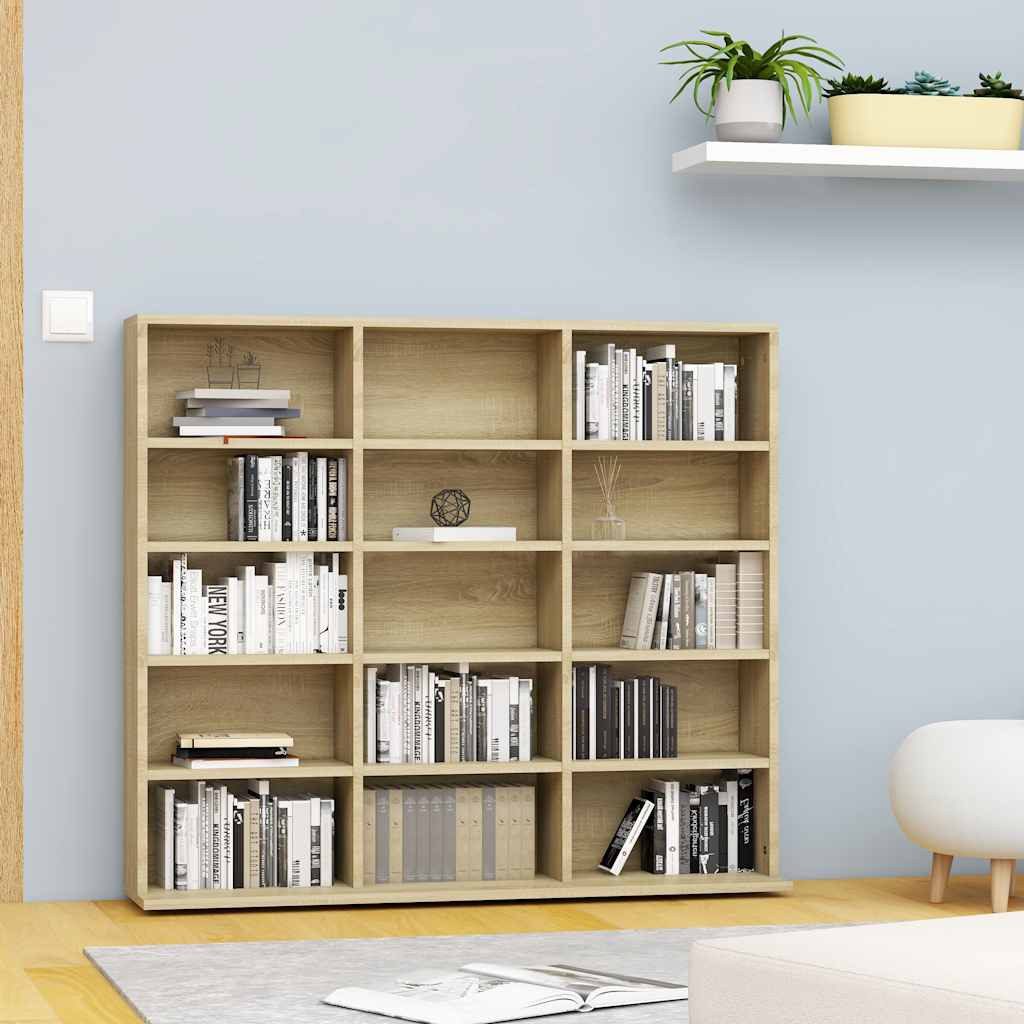 furnicato CD-Regal Sonoma-Eiche 100 x 23 x 89,5 cm mit 15 Fächern, 1-tlg., Robuster Aktenschrank mit 15 Fächern und viel Stauraum fürs Büro