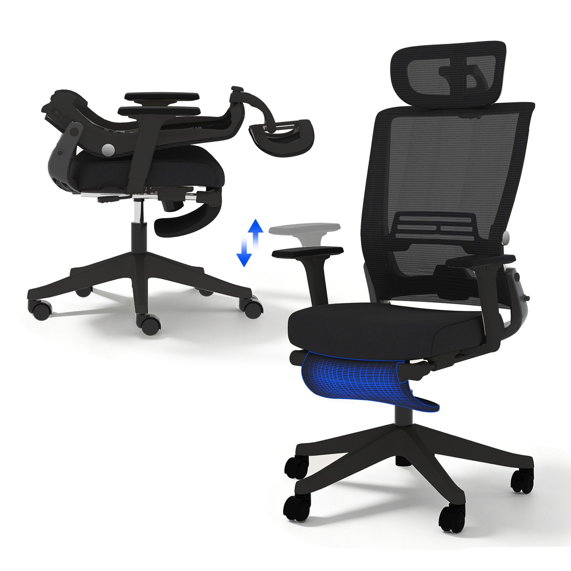 FLEXISPOT Bürostuhl Foldex Ergonomischer Bürostuhl – Ideal für Büro & Mittagspause (2D-Kopfstütze, Schreibtischstuhl mit Fußstütze – Perfekt für Home-Office & Entspannung), Faltbar, in verschiedenen Farben erhältlich, 90°-135° neigbar