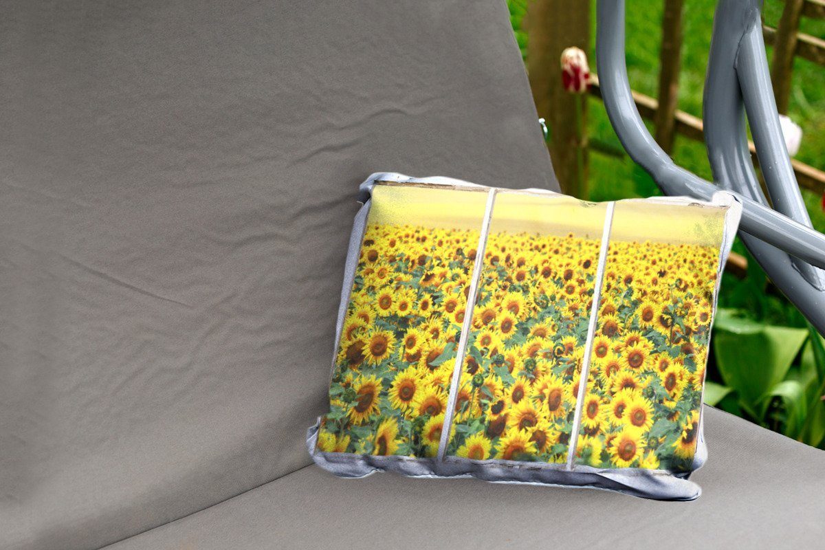 Gelb, Dekokissenbezug, Dekokissen Polyester, MuchoWow - Outdoor-Dekorationskissen, Transparent Kissenhülle Sonnenblume -