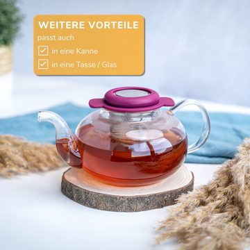 bremermann Teesieb Teesieb 3er Set mit Portionslöffel, Dauer-Teefilter und Deckel, berry