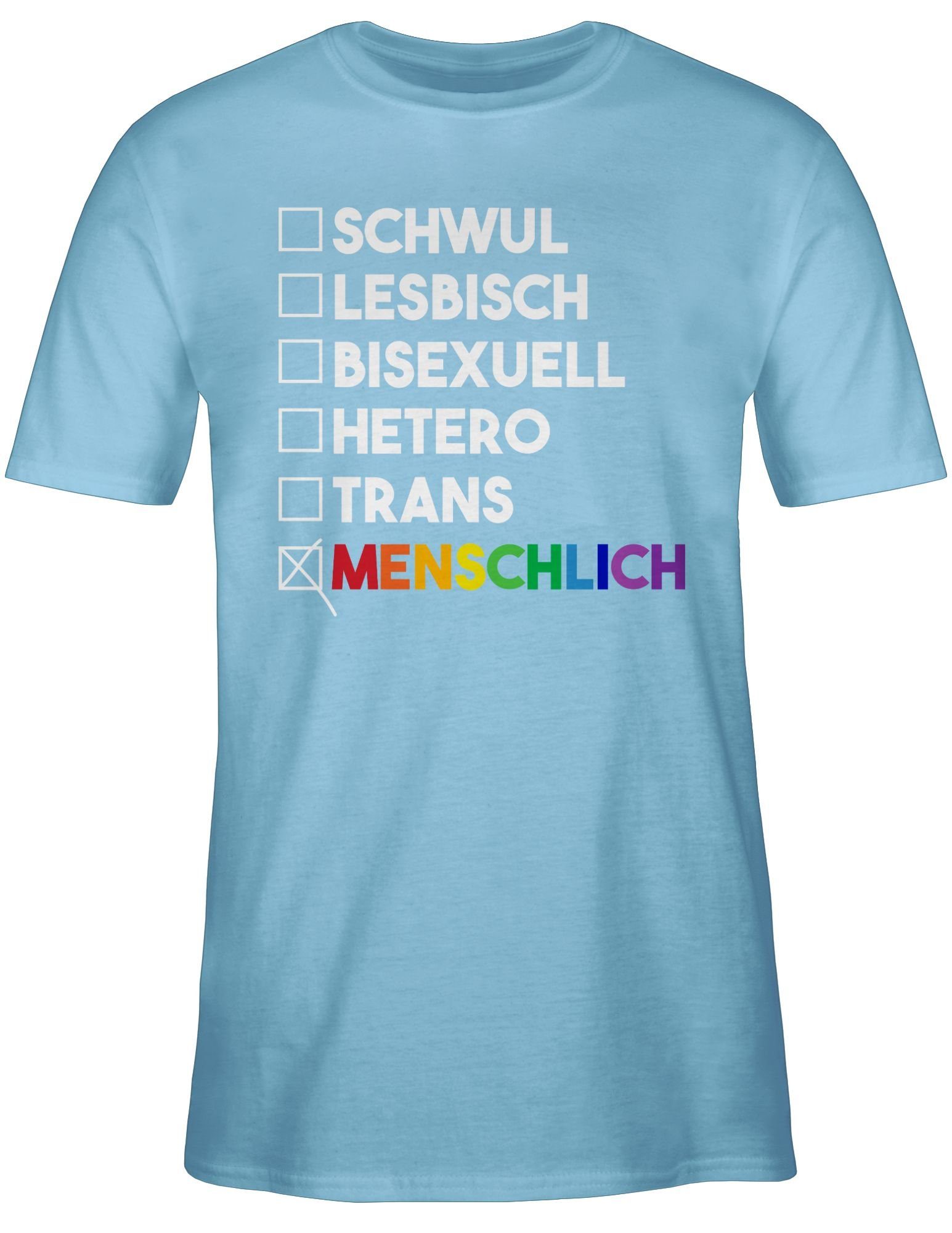 Shirtracer T-Shirt Wahl weiß - Pride Deine Menschlich - Regenbogen - LGBT - Kleidung Hellblau 03