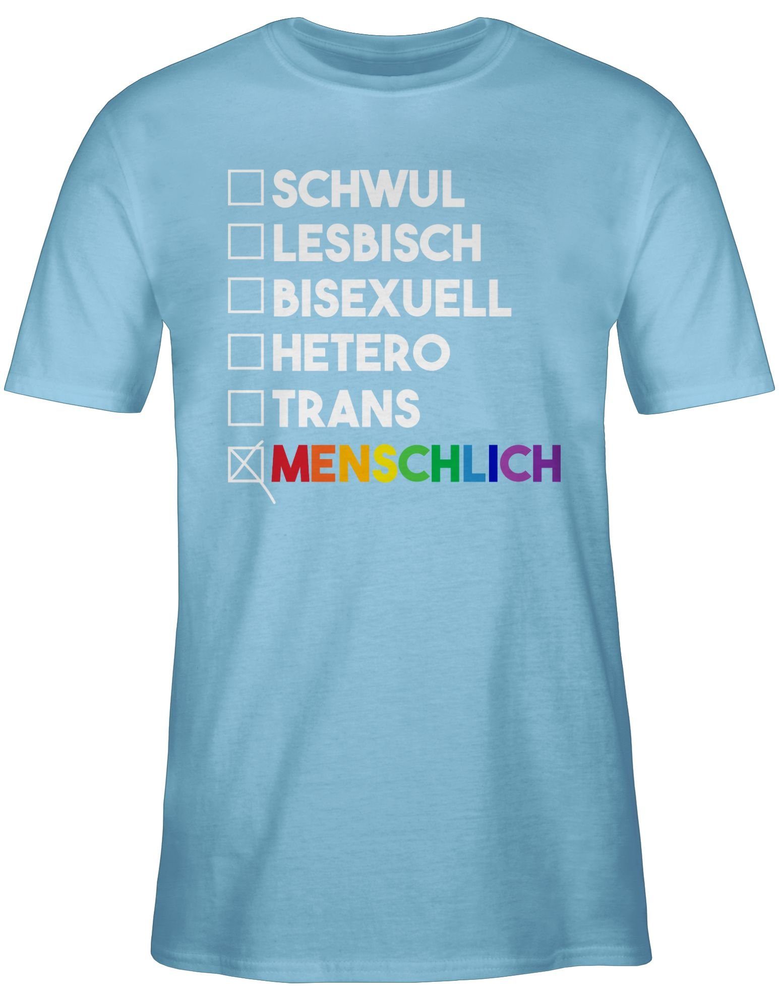 Shirtracer T-Shirt Menschlich - Deine LGBT Kleidung Regenbogen - - - 03 weiß Hellblau Wahl Pride