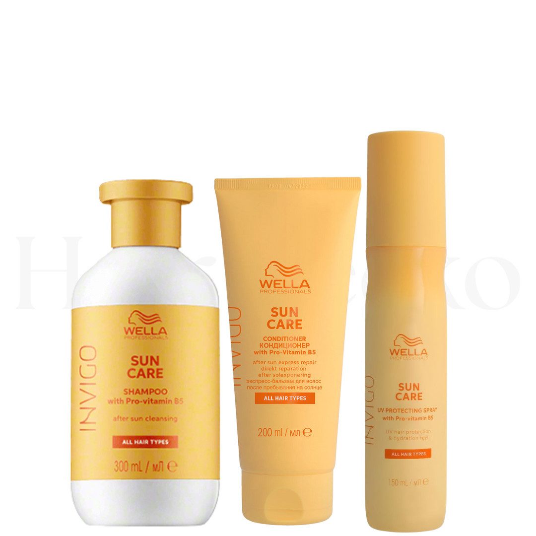Wella Professionals Haarpflege-Set Invigo Sun Trio + gratis Wella Haarbürste, 4-tlg.