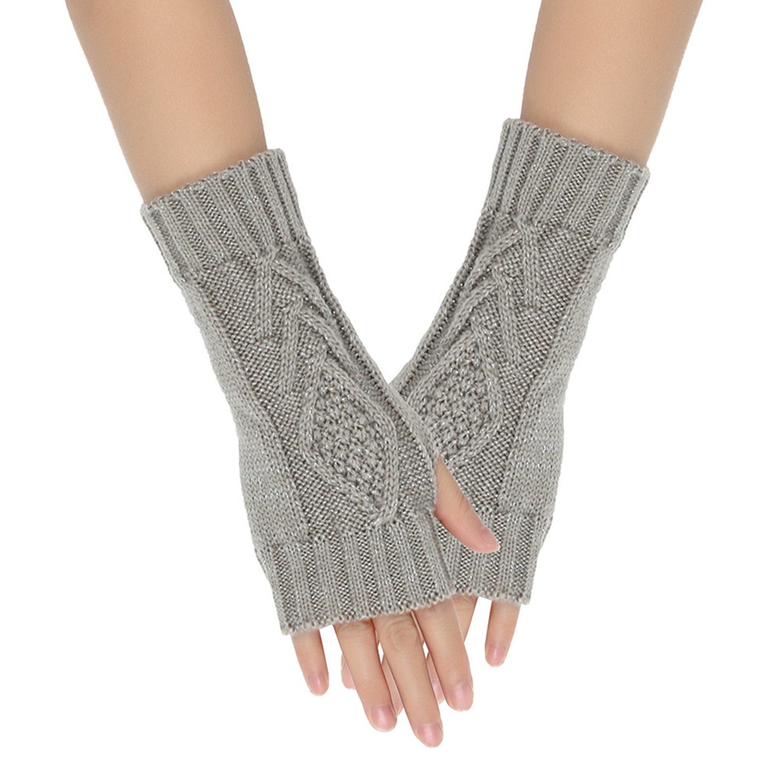 Trikot-Handschuhe Weiß Winter Fäustlinge Paar Halb Strick Fingerhandschuhe, Wärmer 1 Rutaqian