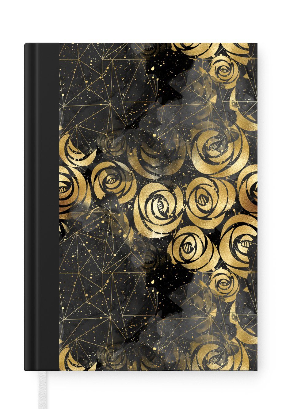 MuchoWow Notizbuch Marmor - Gold - Rose - Muster, Journal, Merkzettel, Tagebuch, Notizheft, A5, 98 Seiten, Haushaltsbuch | Notizbücher