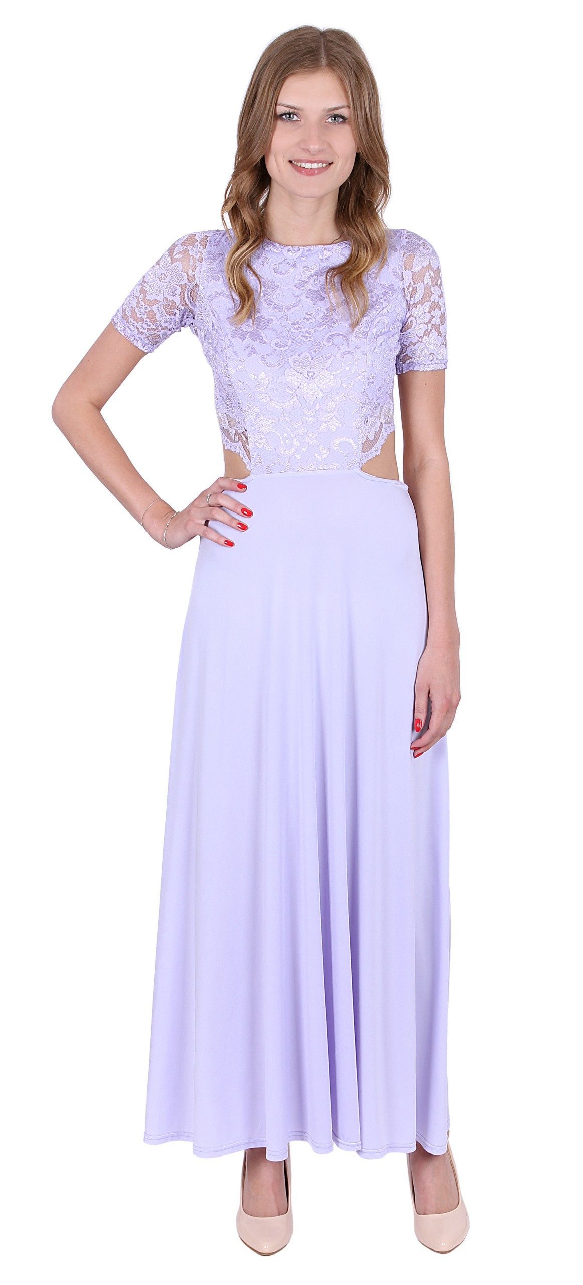 Maxikleid John Zack Elegantes lila Maxikleid L