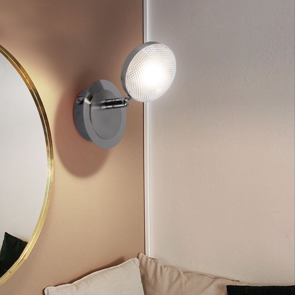 Wohn Flur Beleuchtung etc-shop Strahler Lampe Ess Zimmer Spot LED Wand fest LED verbaut, Warmweiß, Wandleuchte, Chrom LED-Leuchtmittel
