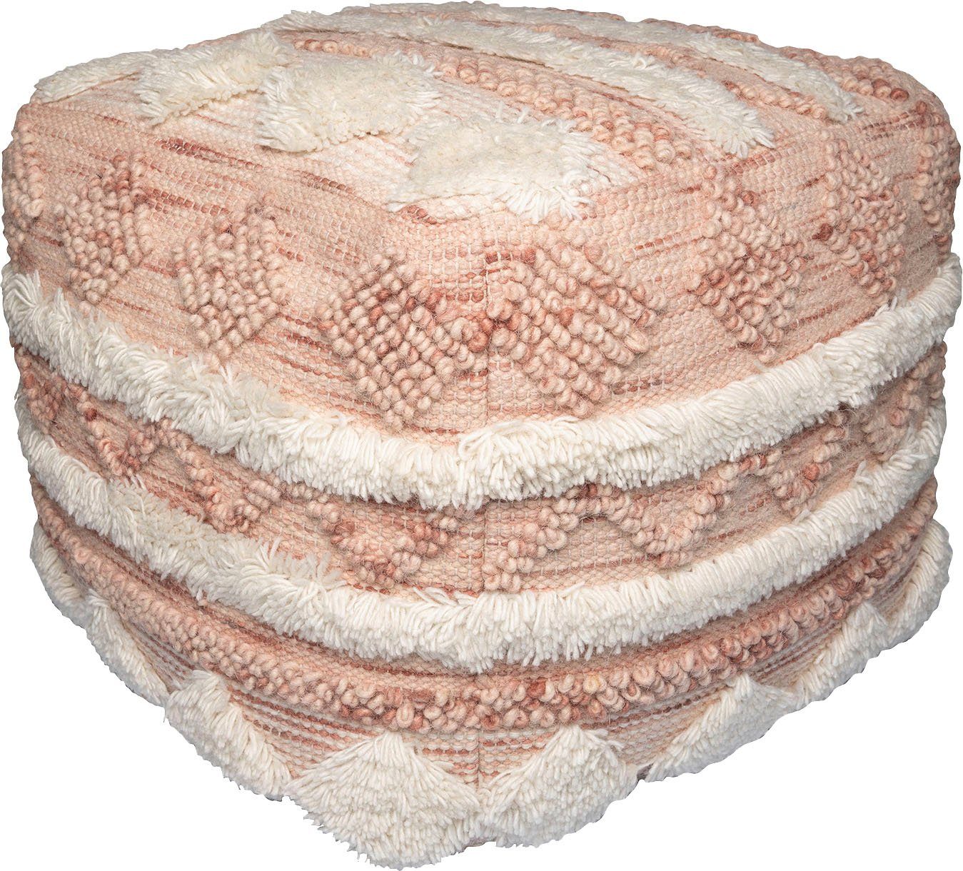 Kayoom Pouf Bohist 225 50cm x 50cm, Strukturen mit Fransen und Quasten (1-St), handgefertigt, Unikat, sehr gut kombinierbar, vielfältig im Einsatz. Reduzierter Preis € 139,99. Unverbindliche Preisempfehlung € 399,00