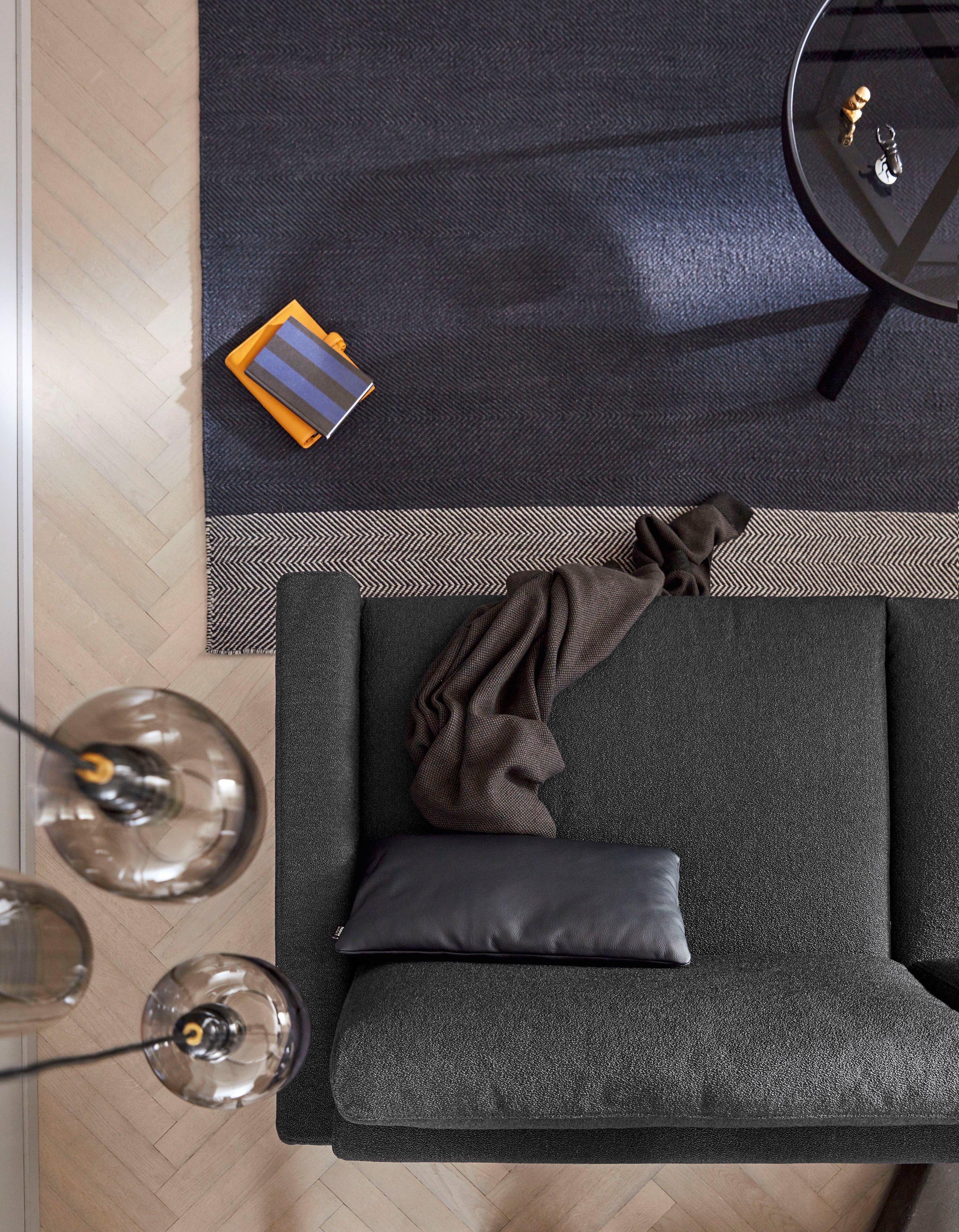 hülsta sofa chromfarben 2-Sitzer glänzend, Fuß hs.450, Breite cm niedrig, Armlehne 164