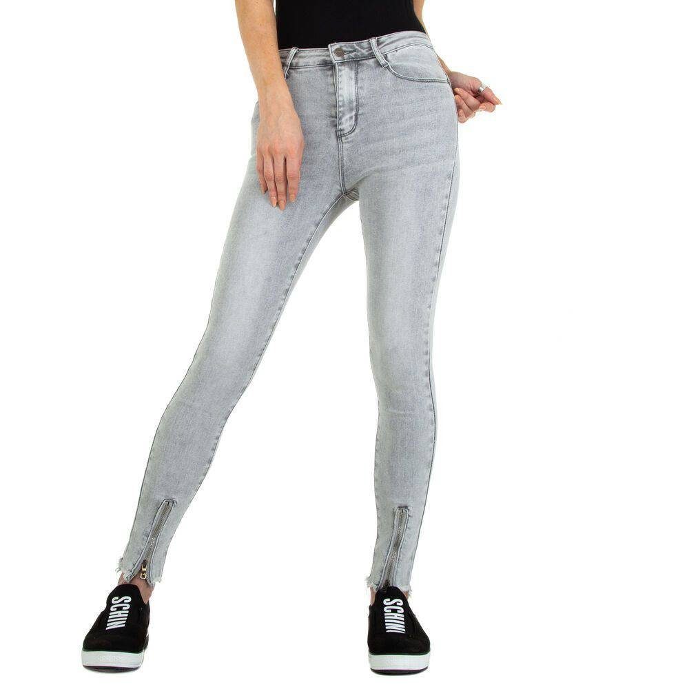 Ital-Design Skinny-fit-Jeans Damen Freizeit Stretch Skinny Jeans in Grau
