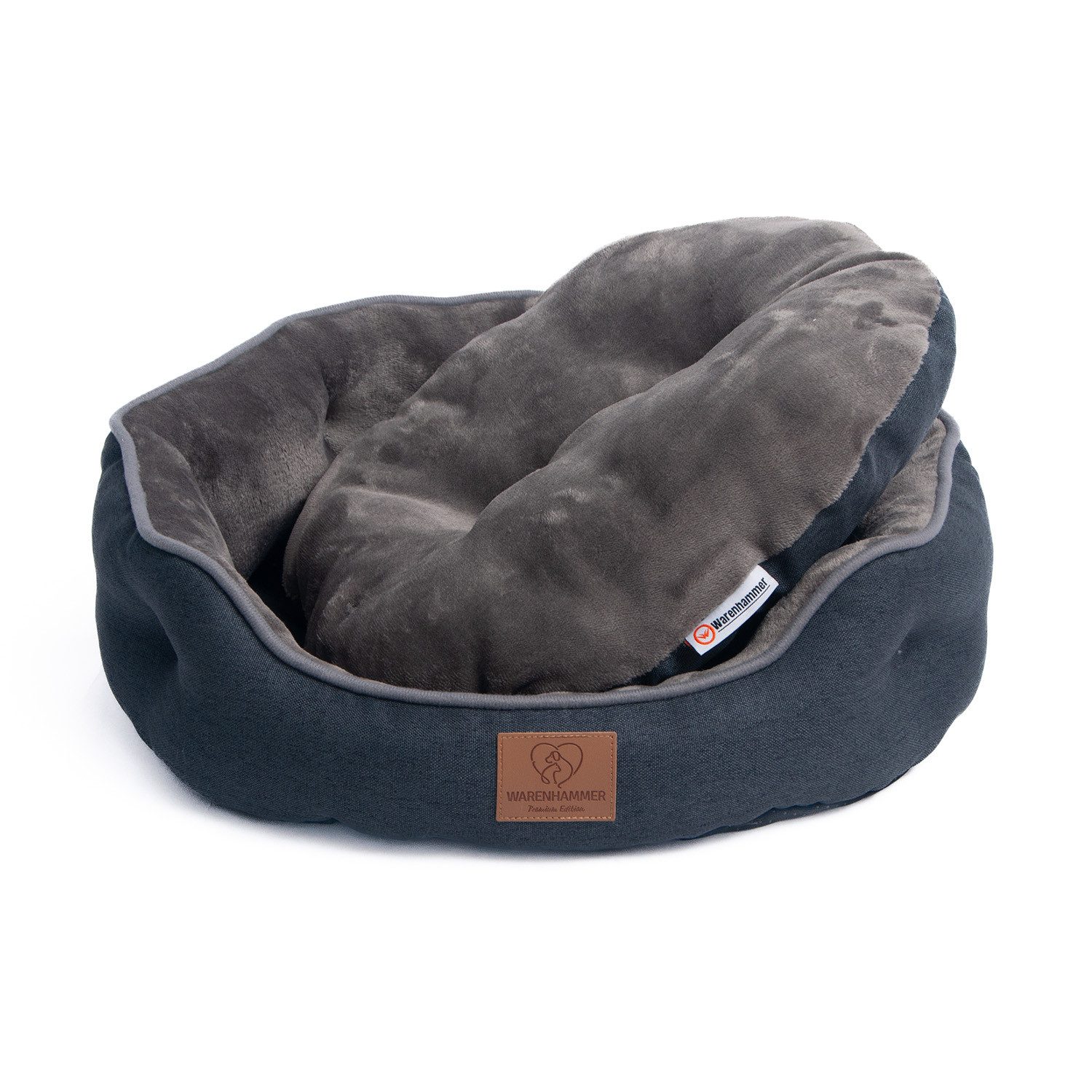 Warenhammer Tierbett Orthopädisches Premium Hundebett, Katzenbett, flauschig weich, für Katzen oder kleine Hunde, 2 Teilig mit Wendekissen / kühlende Sommer ode – Bild 5 von 5