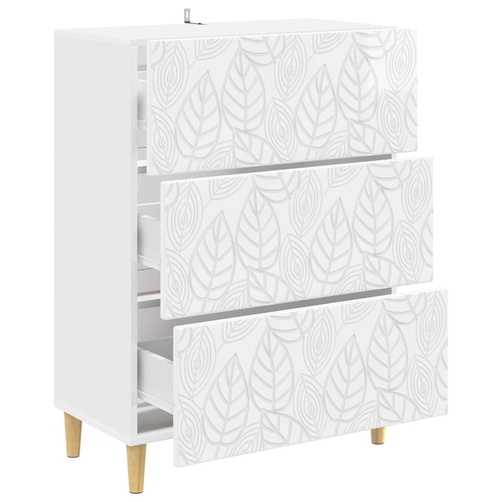 vidaXL Kommode 66 x 34,5 x 90 cm Kommode Schubladenschrank Sideboard Hochglanz Weiß 6