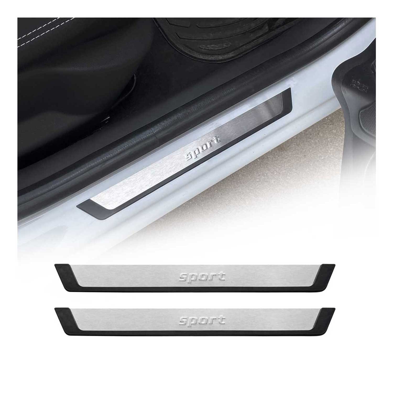 OMAC Zierleisten-Aufkleber Einstiegsleisten Sport für Porsche Macan Taycan Chrom Gebürstet 2x, (2tlg), Langlebig,Einfache Reinigung,Einfache Installation,Rostbeständig