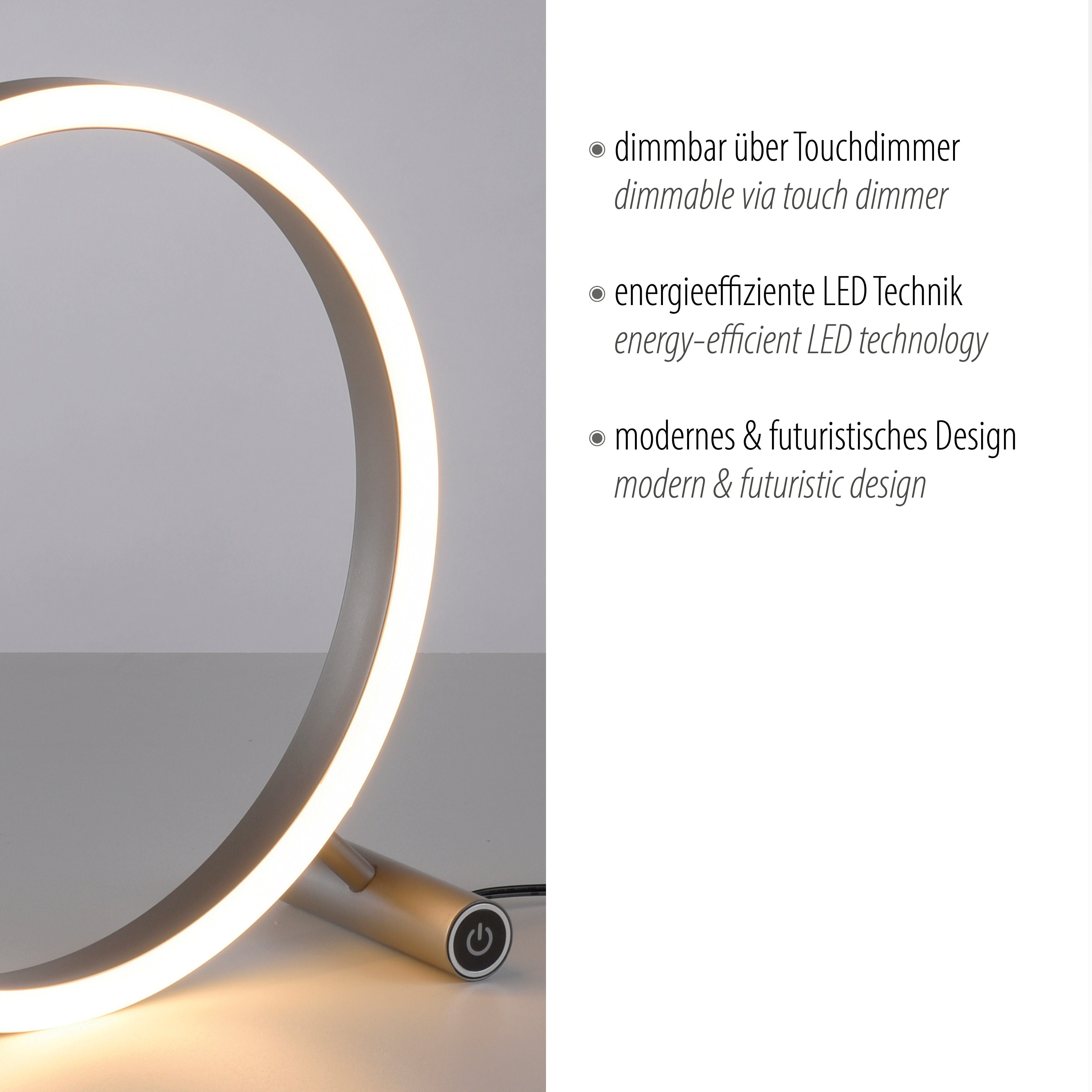 JUST LIGHT Tischleuchte RITUS, LED fest integriert, Warmweiß, LED, dimmbar über Touchdimmer