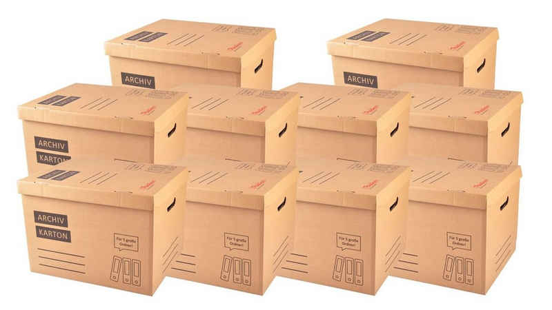 BURI Aufbewahrungsbox 10x Archivkarton Aktenordner Umzugskarton Aktenkarton Aufbewahrung Tra