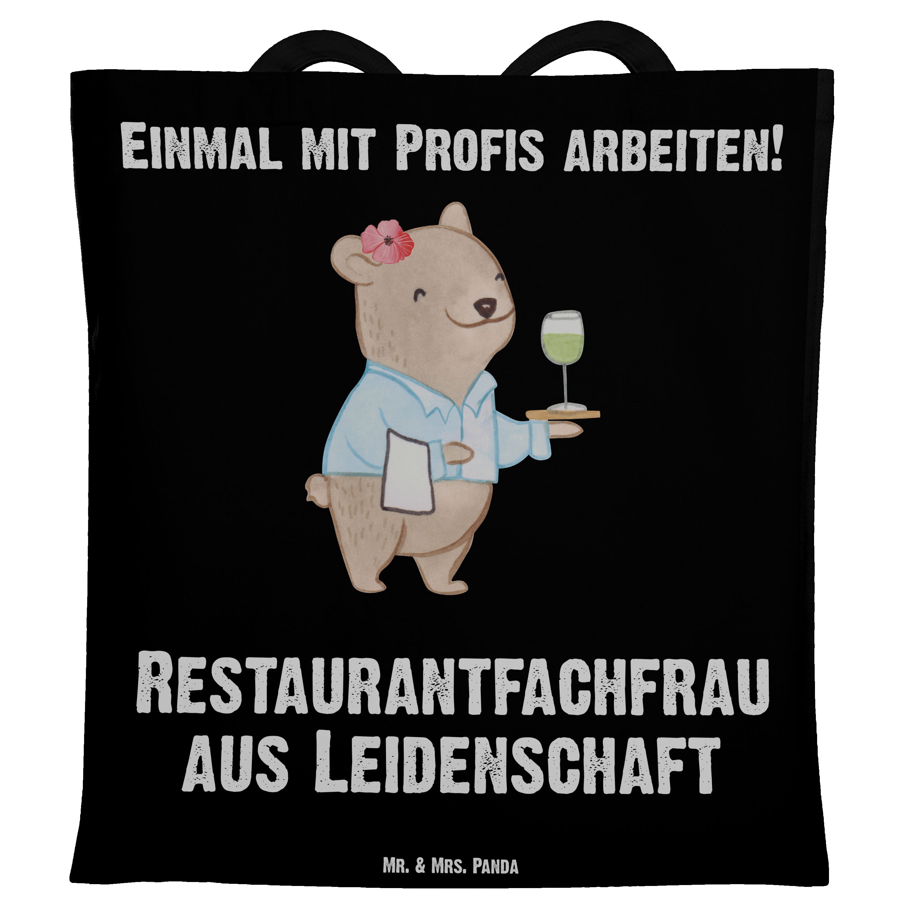 Mrs. Mr. Tragetasche (1-tlg) & aus Schwarz Leidenschaft Panda Restaurantfachfrau - - Geschenk, Stoffbeutel