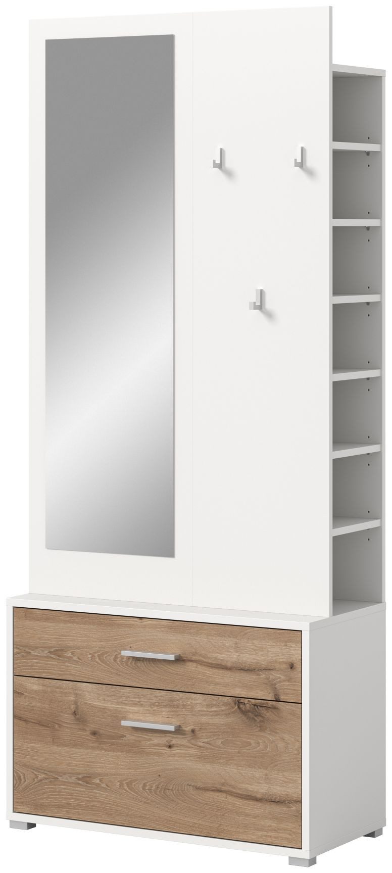 xonox.home Garderoben-Set, Nox Oak Nachbildung Weiß Melamin 80x190x38 cm