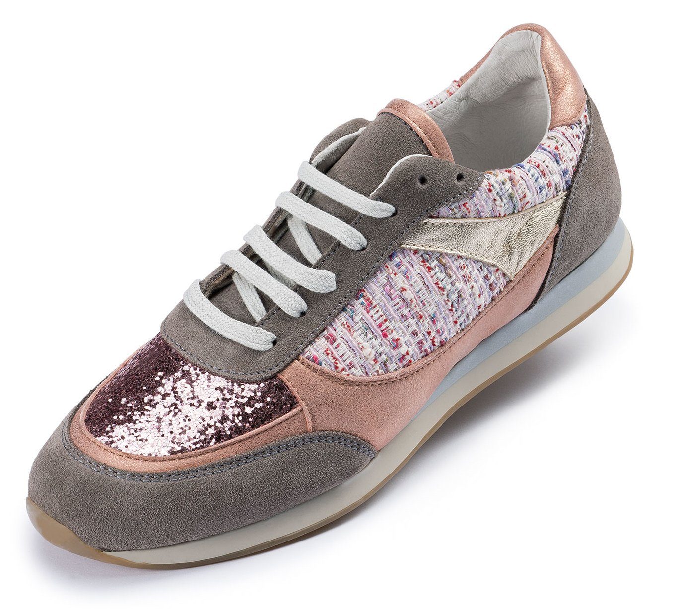 Sneaker Halbschuhe Damen rose Schuhe dynamic24 Sport Leder Schnürschuhe Casual Sneaker Freizeit