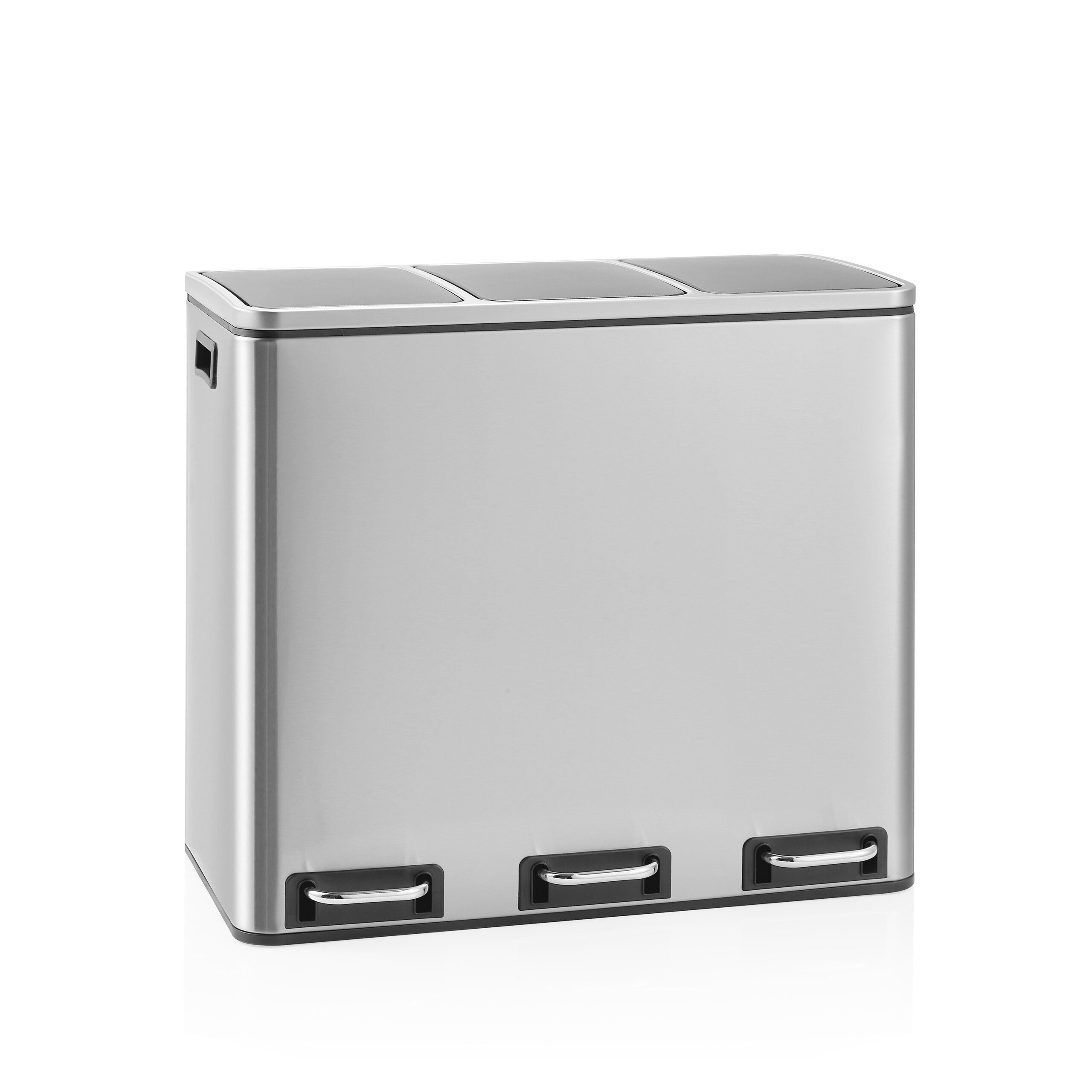 hjh OFFICE Mülleimer Mülleimer Clean 9 Stahlblech, Mülltrennsystem Küche mit 3 Fächern, Abfalleimer 3 x 18L (54 Liter)