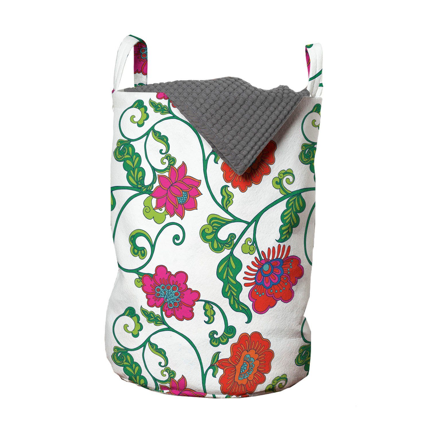Abakuhaus Wäschesäckchen Wäschekorb mit Griffen Kordelzugverschluss für Waschsalons, Blumen Romantische Frühlingsblütenblätter