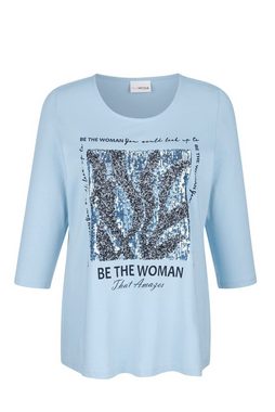 MIAMODA Rundhalsshirt T-Shirt Pailletten-Motiv 3/4-Ärmel