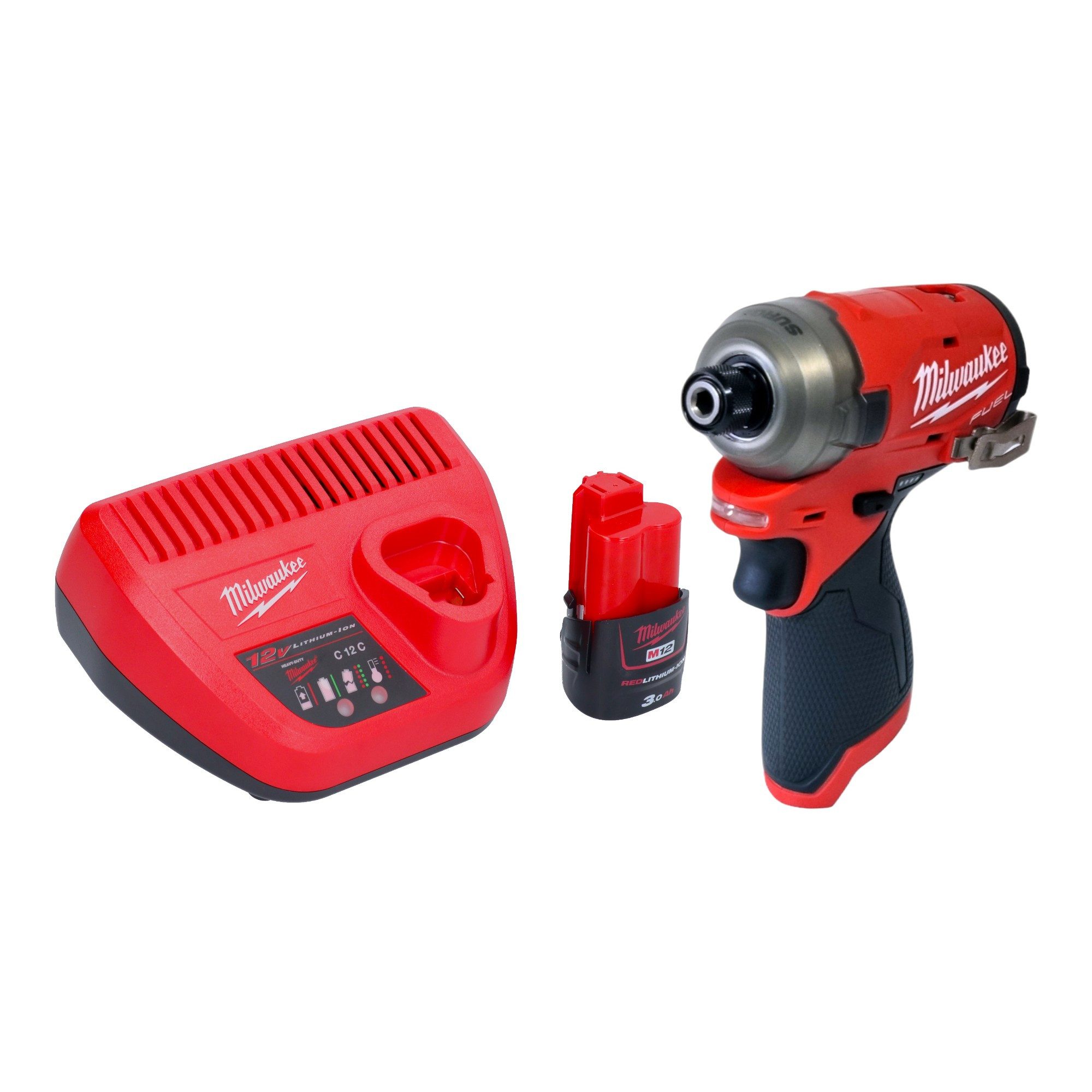 Milwaukee Akku-Schlagschrauber M12 FQID-301 12 V 50 Nm 1/4" Brushless + 1x Akku 3,0 Ah + Ladegerät