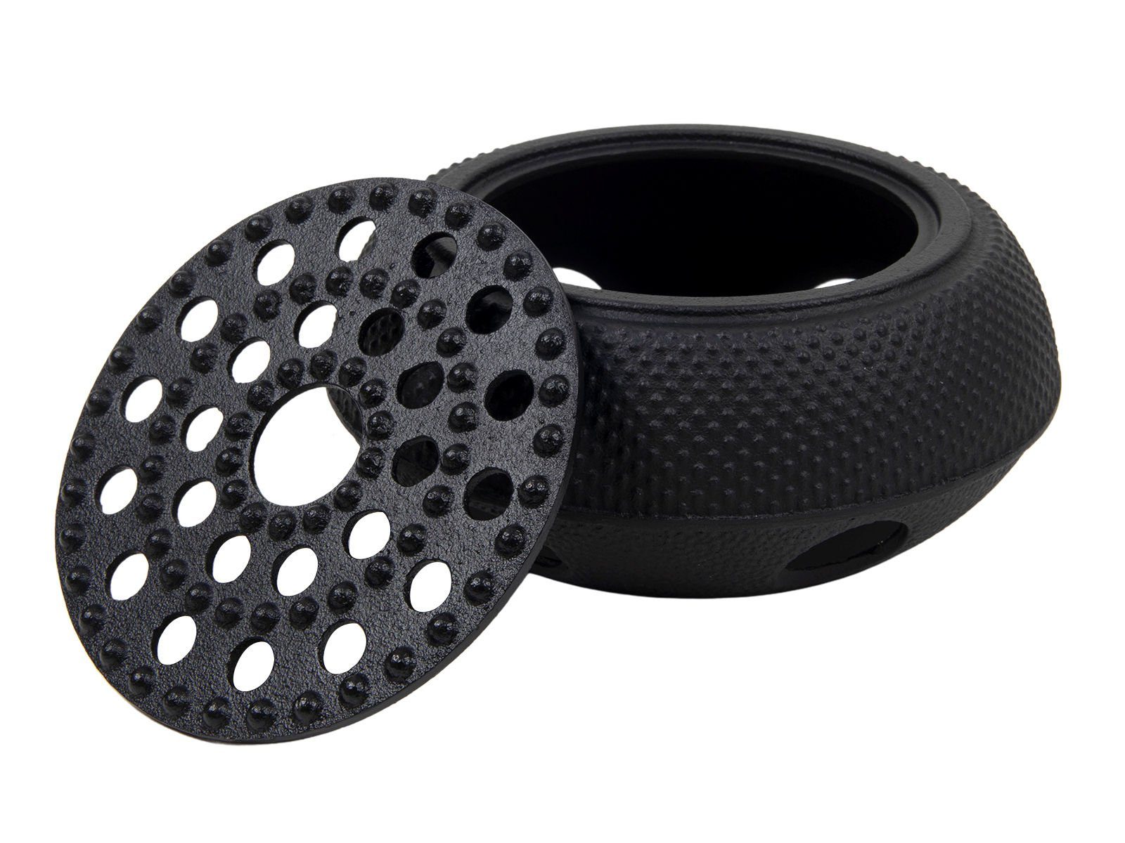 Spetebo Teestövchen Stövchen aus Gusseisen schwarz - Ø 13,5 cm, Japanischer Teewärmer für Kannen und Tassen