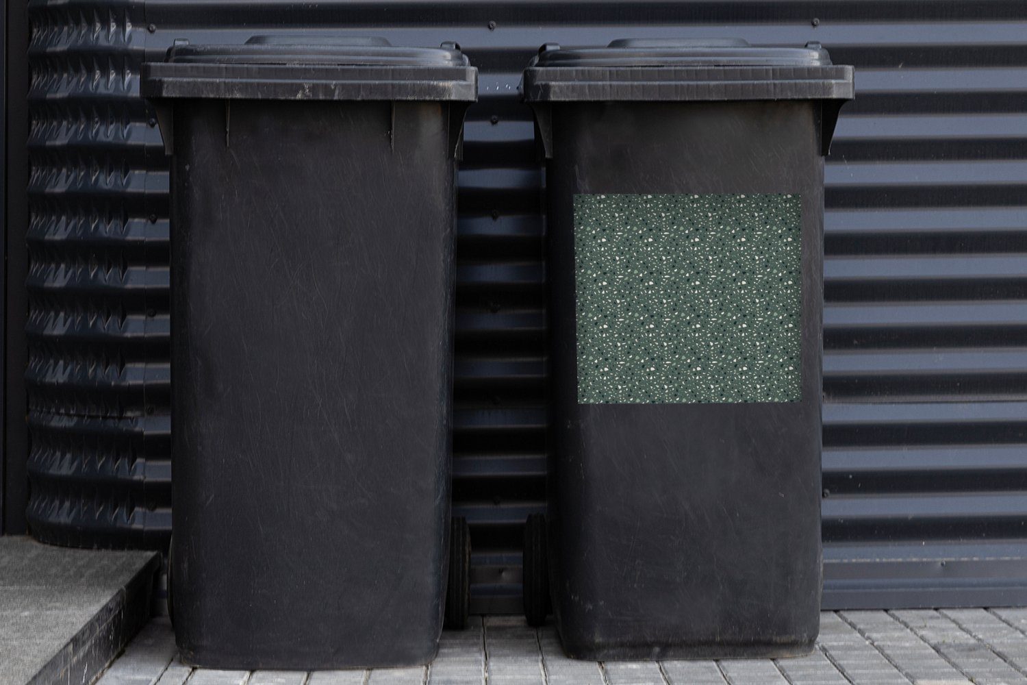 Abfalbehälter St), - Muster Mülltonne, Container, Lehm Mülleimer-aufkleber, MuchoWow - Wandsticker Sticker, (1 Terazzo
