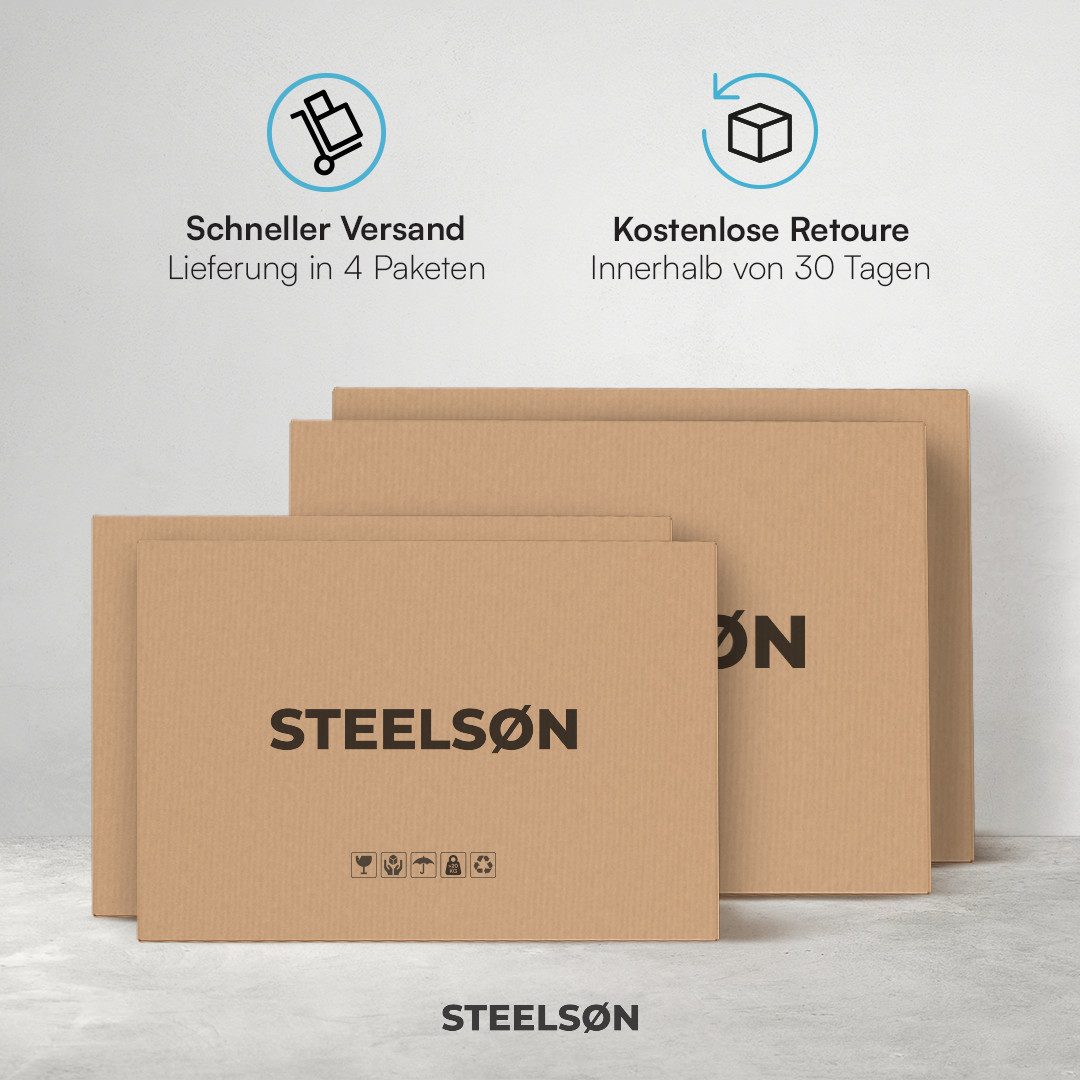 STEELSØN Mülltonnenbox Diorus 240L, abschließbar (Graphitschwarz, verfügbar mit 1, 2, 3, 4, oder 5 Türen), aus verzinktem Stahl