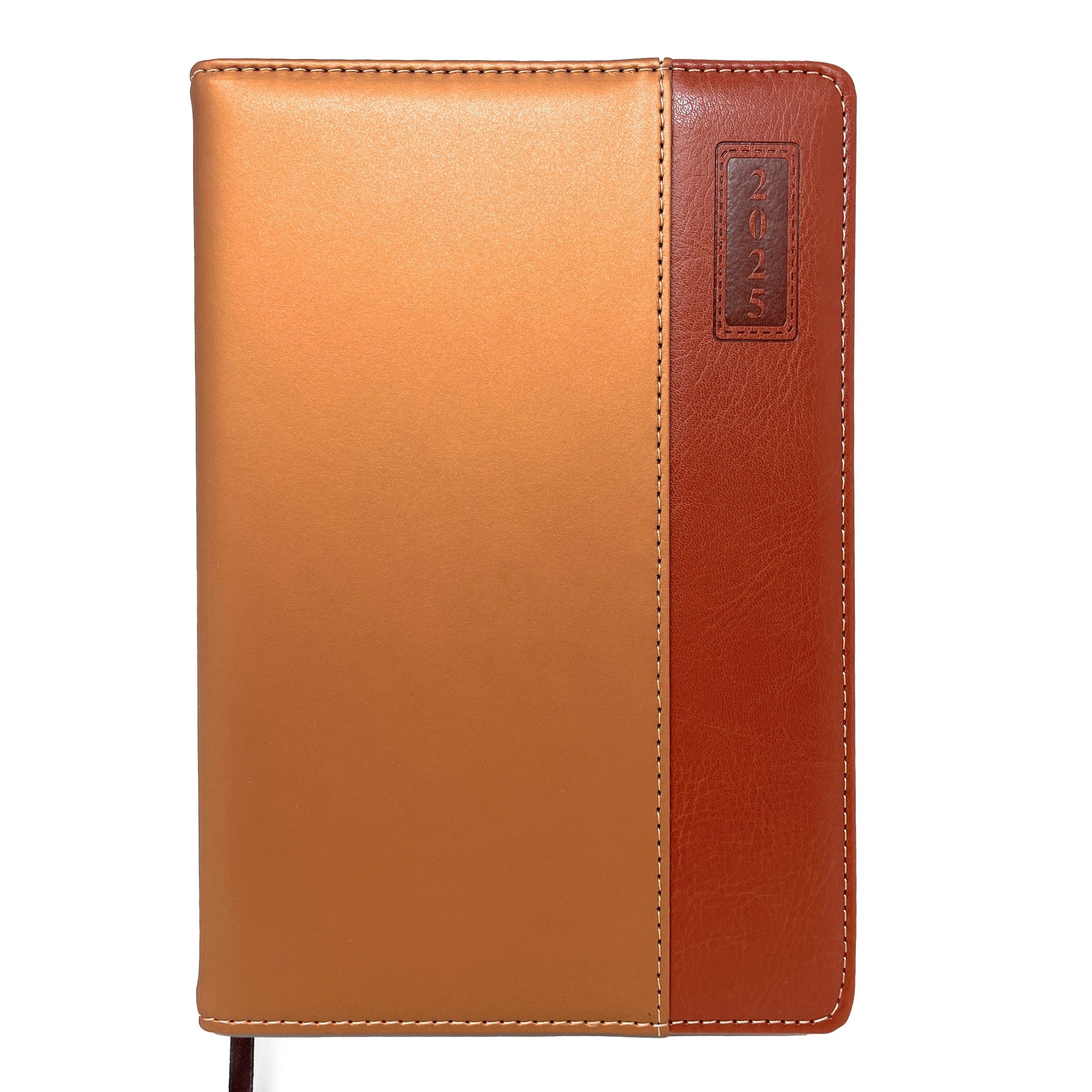 AMLI Buchkalender Buchkalender 2025 A5 1 Tag 1 Seite (Kupfer / Gold), Hochwertiger Hardcover