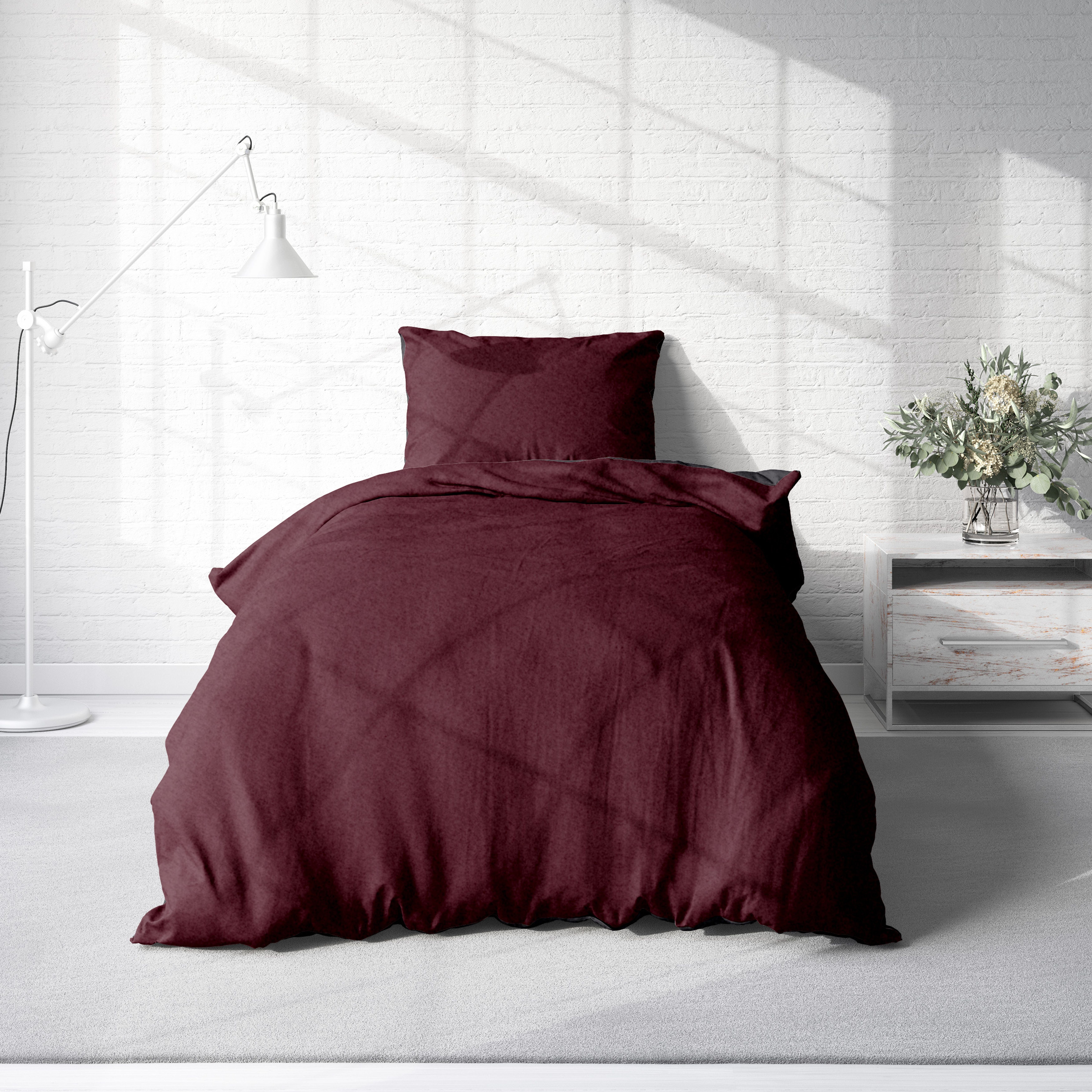 One Home Bettwäsche Doubleface Unifarben, Fleece, 4 teilig, Wende modern, k günstig online kaufen