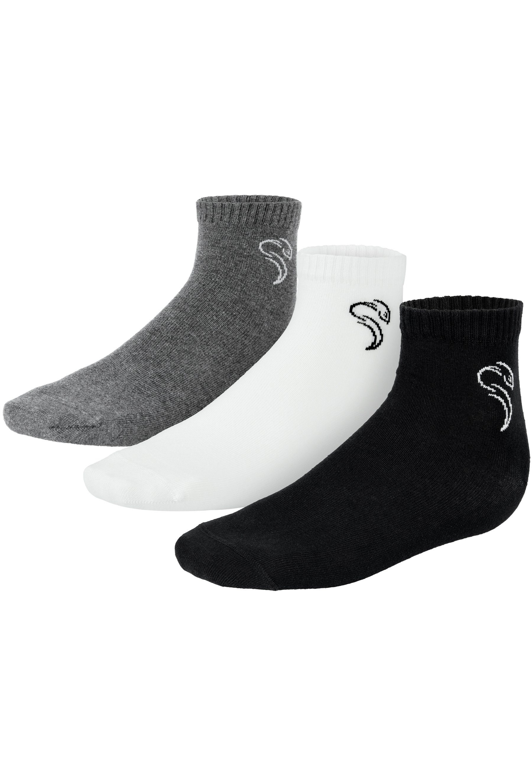 Black Snake Quarter comfort pure schwarz-grau-weiß (3-Paar) Sneakersocken