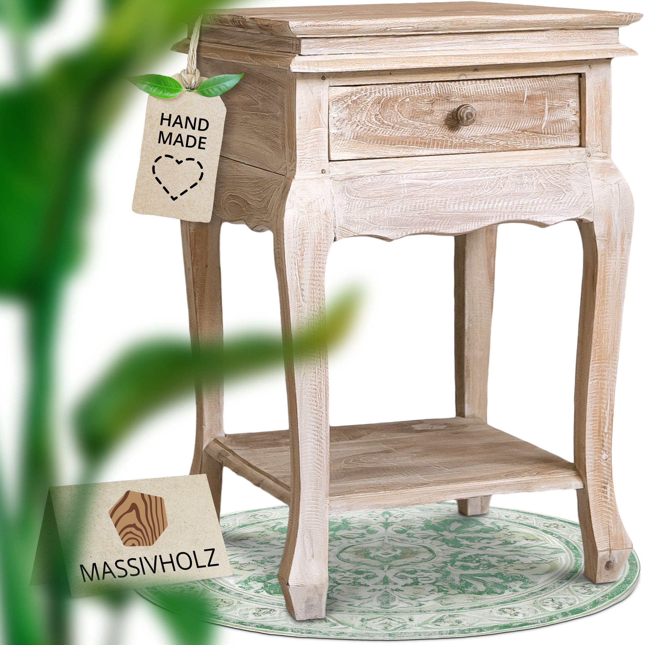 livasia Nachttisch livasia Bali Nachttisch mit Schublade, Teakholz 40x40x60cm