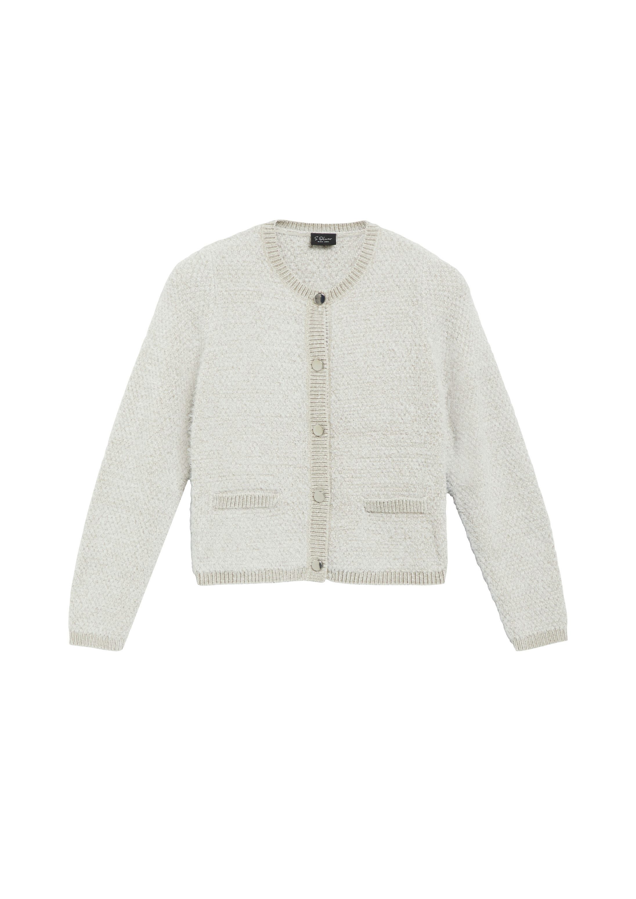 s.Oliver Cardigan Strickjacke Flauschige Strickjacke mit Schmuckknöpfen