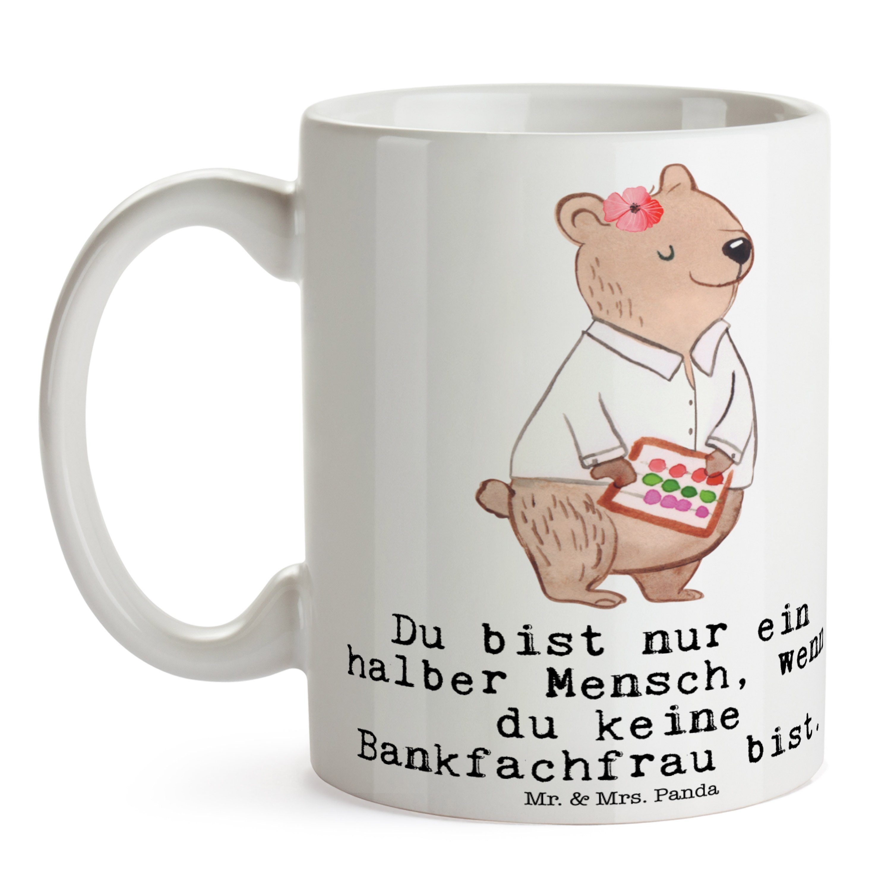 Geschenk, Kaffeetasse, Weiß Kollegin, Keramik & Tasse Bankfachfrau - mit reich, Panda Herz Mrs. Mr. -