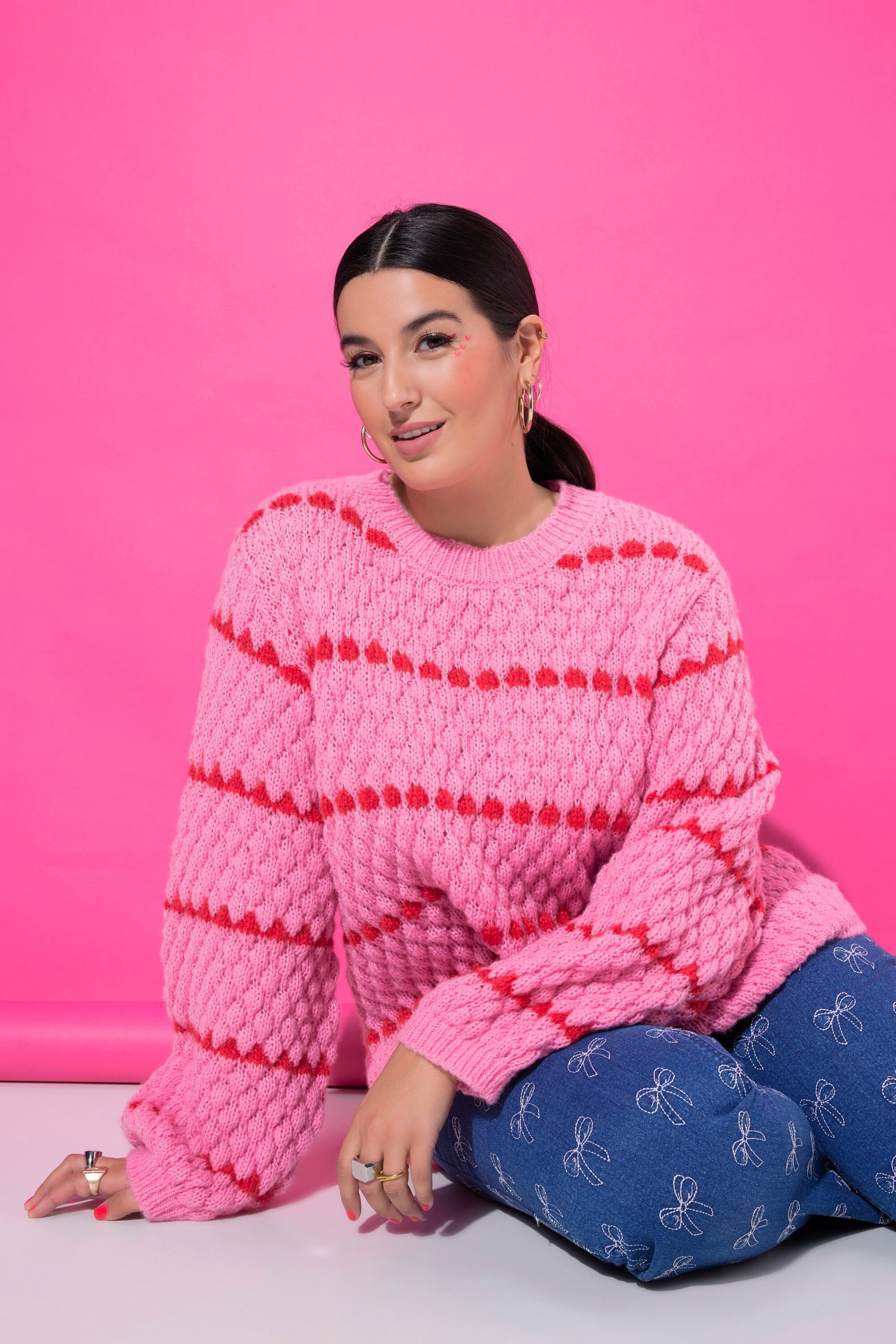 Studio Untold Strickpullover Pullover Boxy Shape Bubble-Struktur