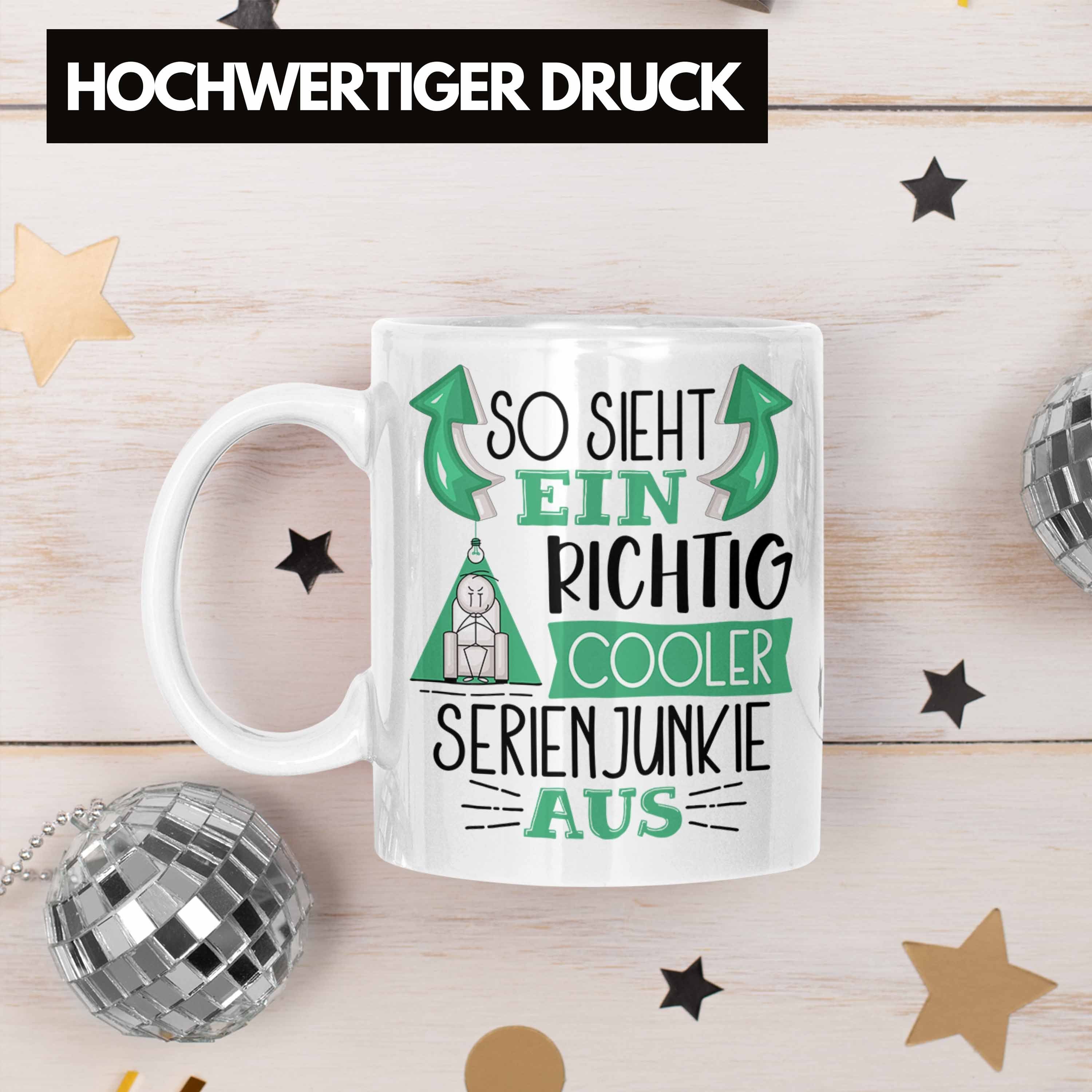 Trendation Weiss Richtig Sieht Serienjunkie Aus Tasse Ein Cooler Geschenk Lustiger So Tasse