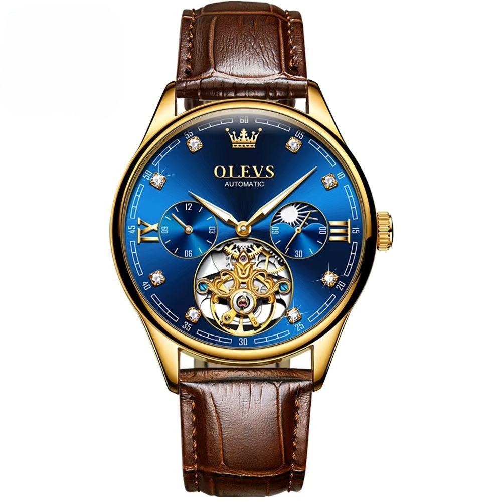 Automatikuhr OLEVS Luxus Herrenarmbanduhr Automatik Skelett Tourbillon