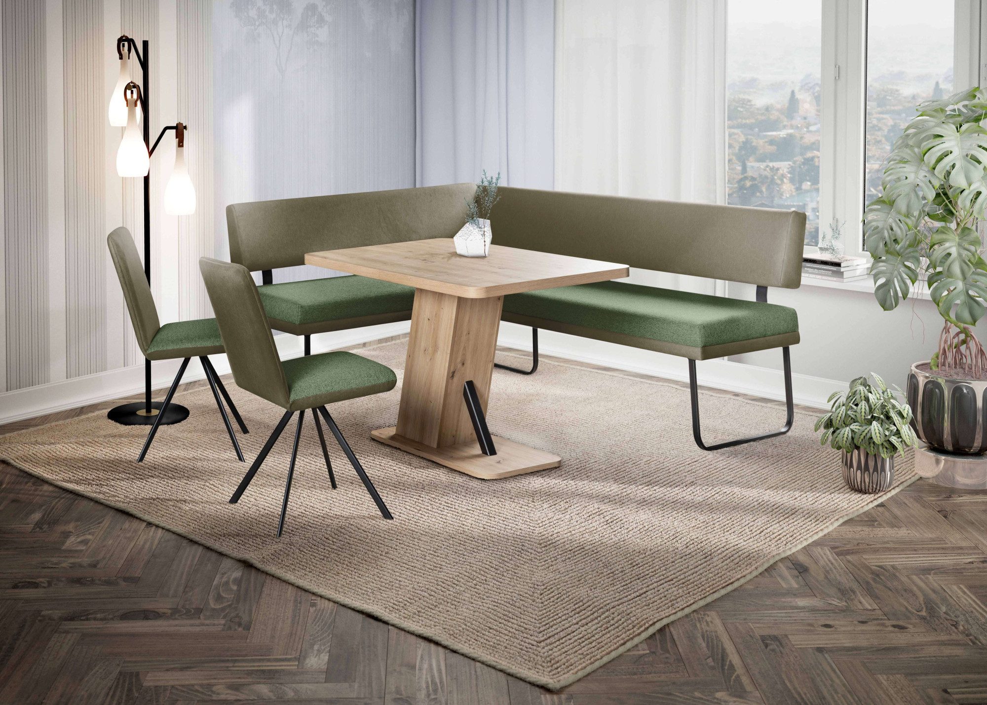 OTTO home Eckbank Gabi Esszimmerbank, Bank, Küchenbank, Polsterbank, Gestell aus matt-schwarzem Flachmetall, stabil, 2-Stoff-Design