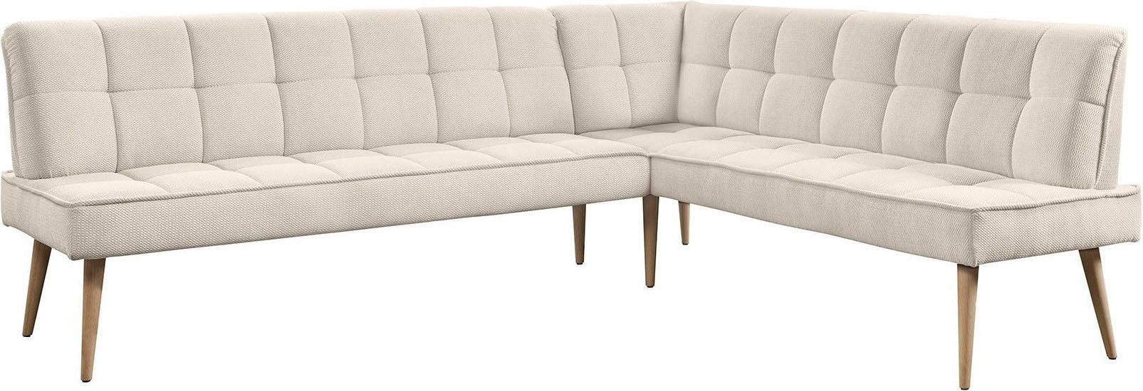 exxpo - sofa fashion Eckbank Latte, moderne Sitz- und Rückensteppung, bequem und elegant, hoher Holzfuß
