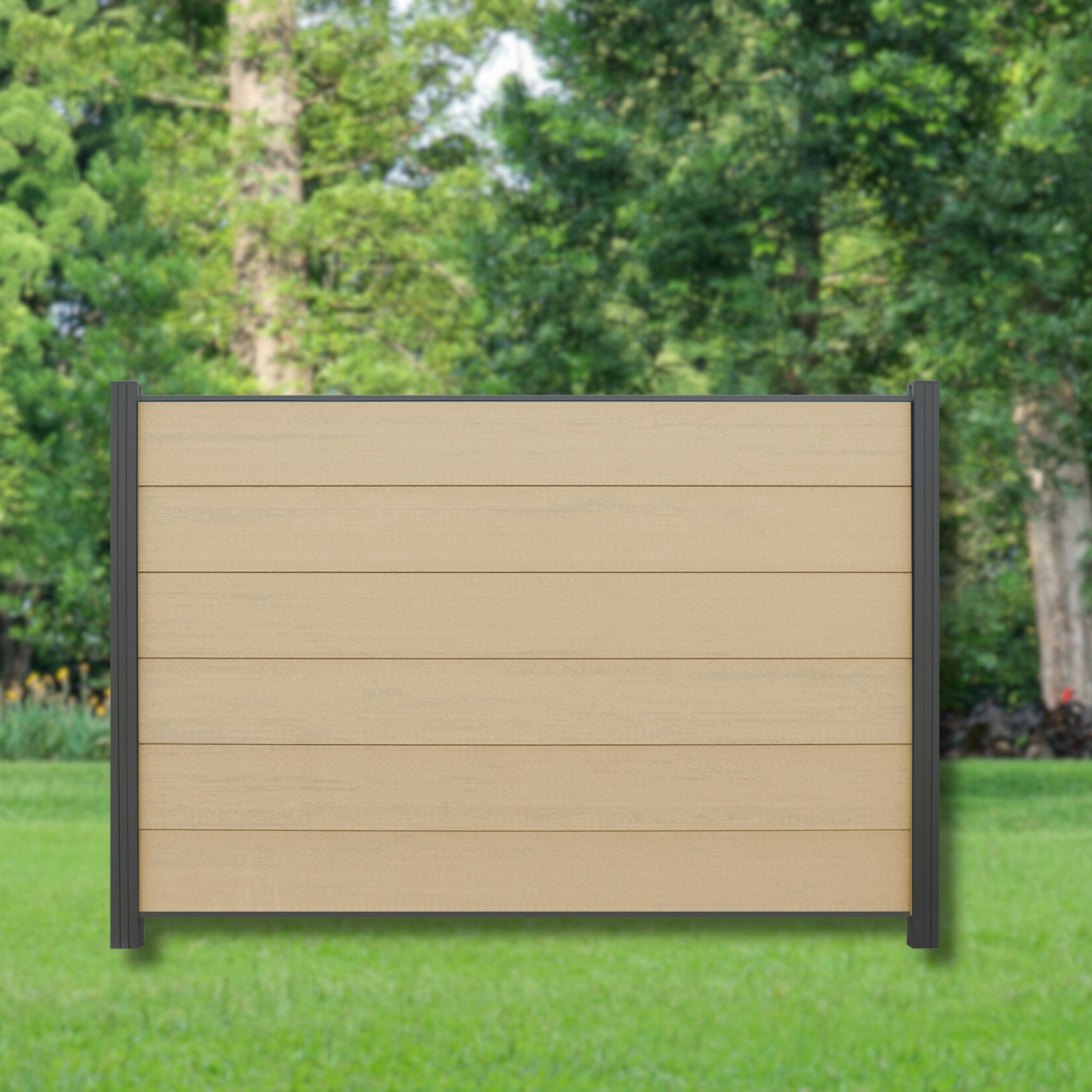 WPC Profi Zaun Zaun Komplettset Sichtschutzzaun Zaunelemente Sandbeige180x120 cm, (Komplettset, mit Start- und Abschlussleisten, Pfosten und Zubehör)