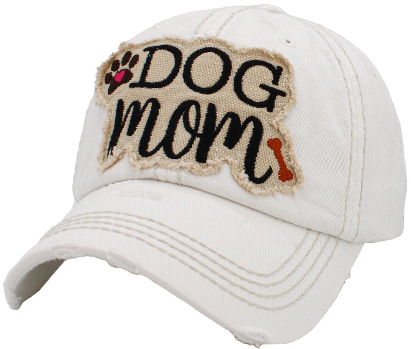Sporty Baseball Cap Dog Mom Damen Baseballcap Vintage Washed Cap Vintage used Look weiß