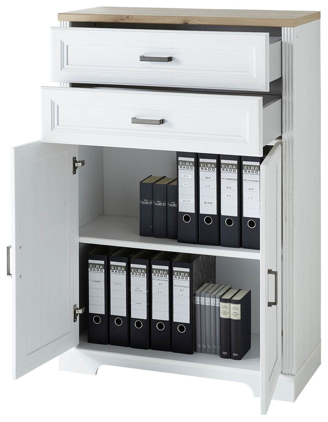 Innostyle Kommode Stauraumelement Büro Kommode JASMIN 12 Pinie weiß Nachbildung