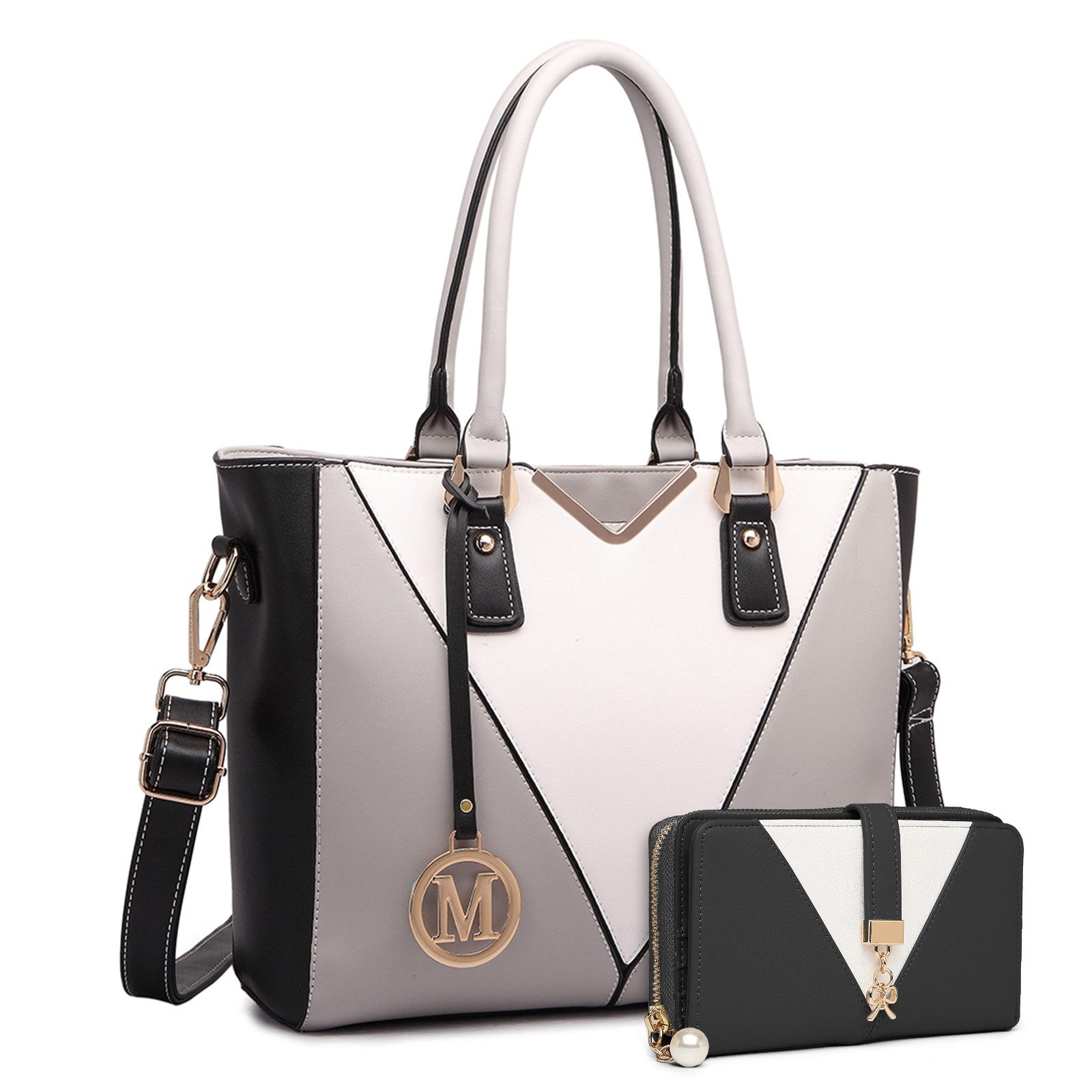Handtasche Damen Handtasche mit V-förmigem Design und abnehmbarem Schultergurt